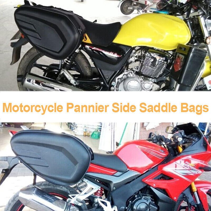 1 Pair Motorcycle Pannier Side Saddle Bags Luggage with Rain Cover Waterproof Storage - VirtualLightMotorcycle Panniers