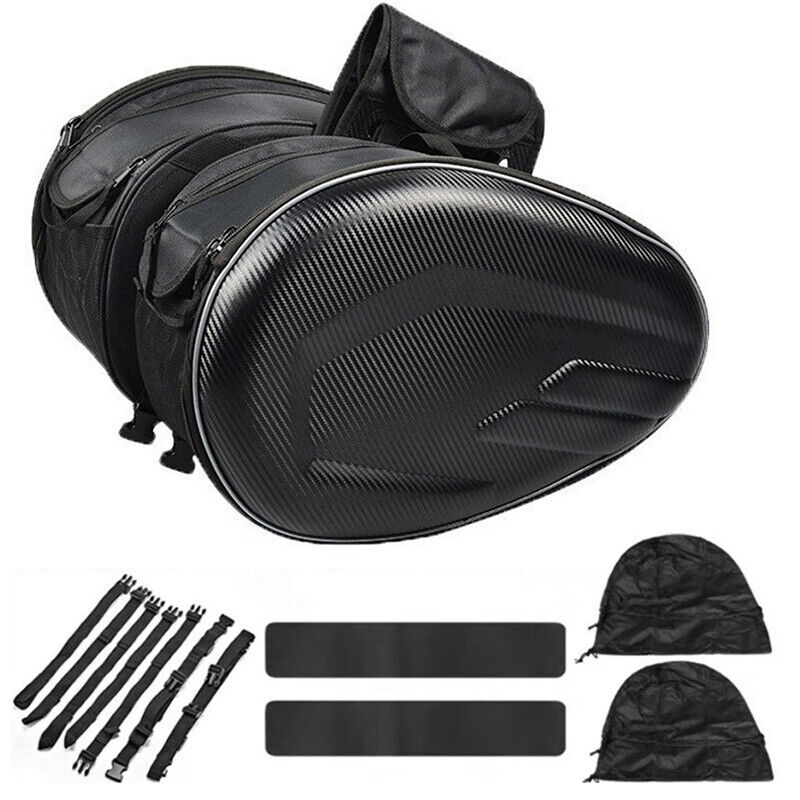 1 Pair Motorcycle Pannier Side Saddle Bags Luggage with Rain Cover Waterproof Storage - VirtualLightMotorcycle Panniers
