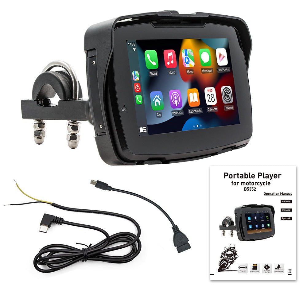 5 - inch Motorcycle Portable Vehicle - mounted MP5 Player Wireless Carplay HD Waterproof - VirtualLightBike Waterproof Phone Holder