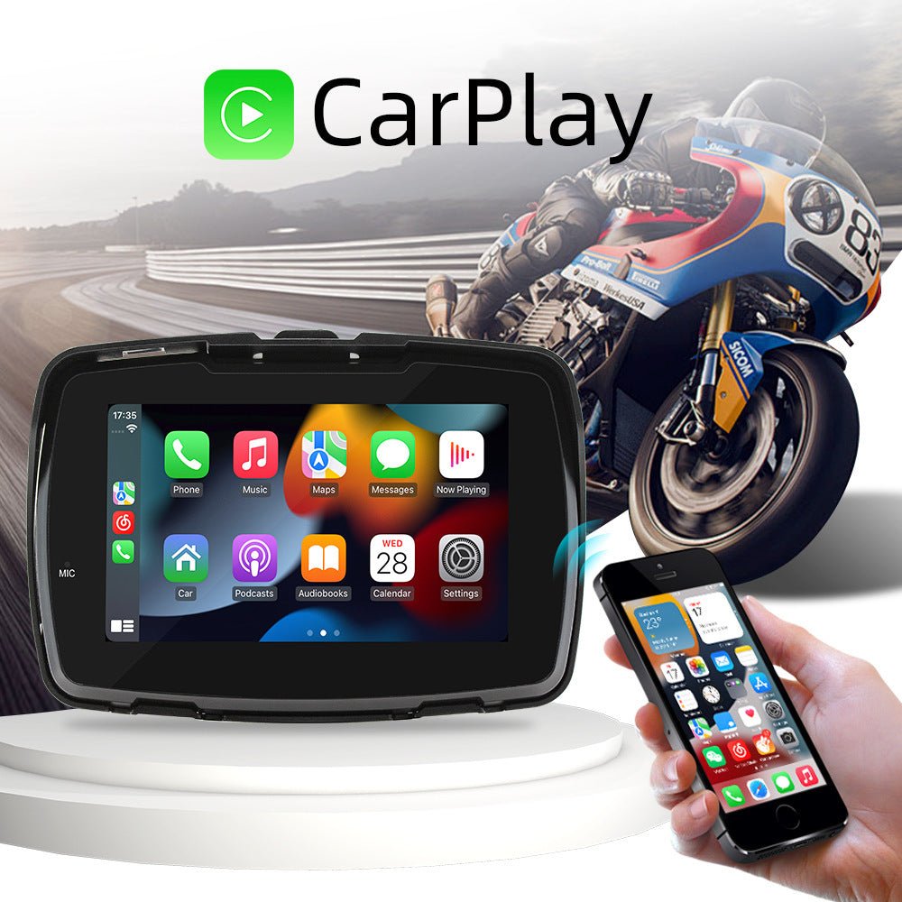 5 - inch Motorcycle Portable Vehicle - mounted MP5 Player Wireless Carplay HD Waterproof - VirtualLightBike Waterproof Phone Holder