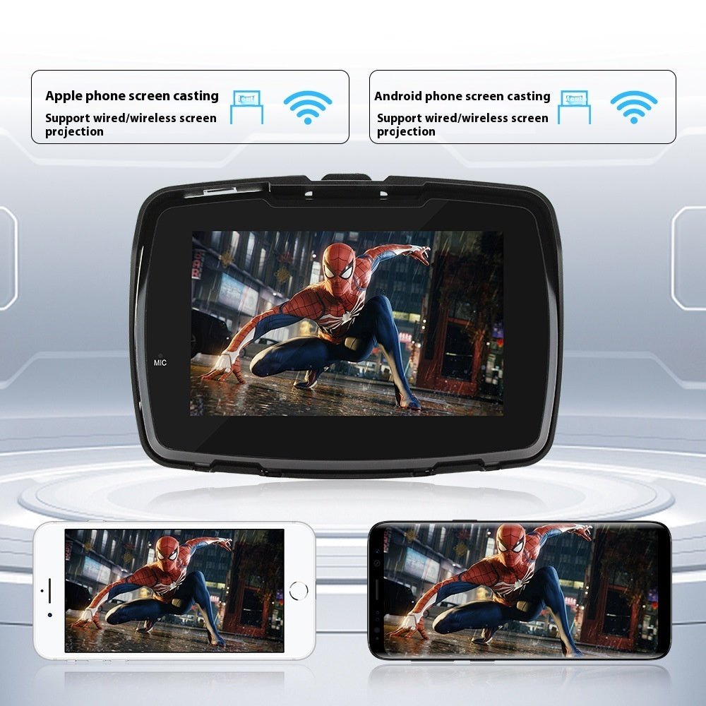 5 - inch Motorcycle Portable Vehicle - mounted MP5 Player Wireless Carplay HD Waterproof - VirtualLightBike Waterproof Phone Holder