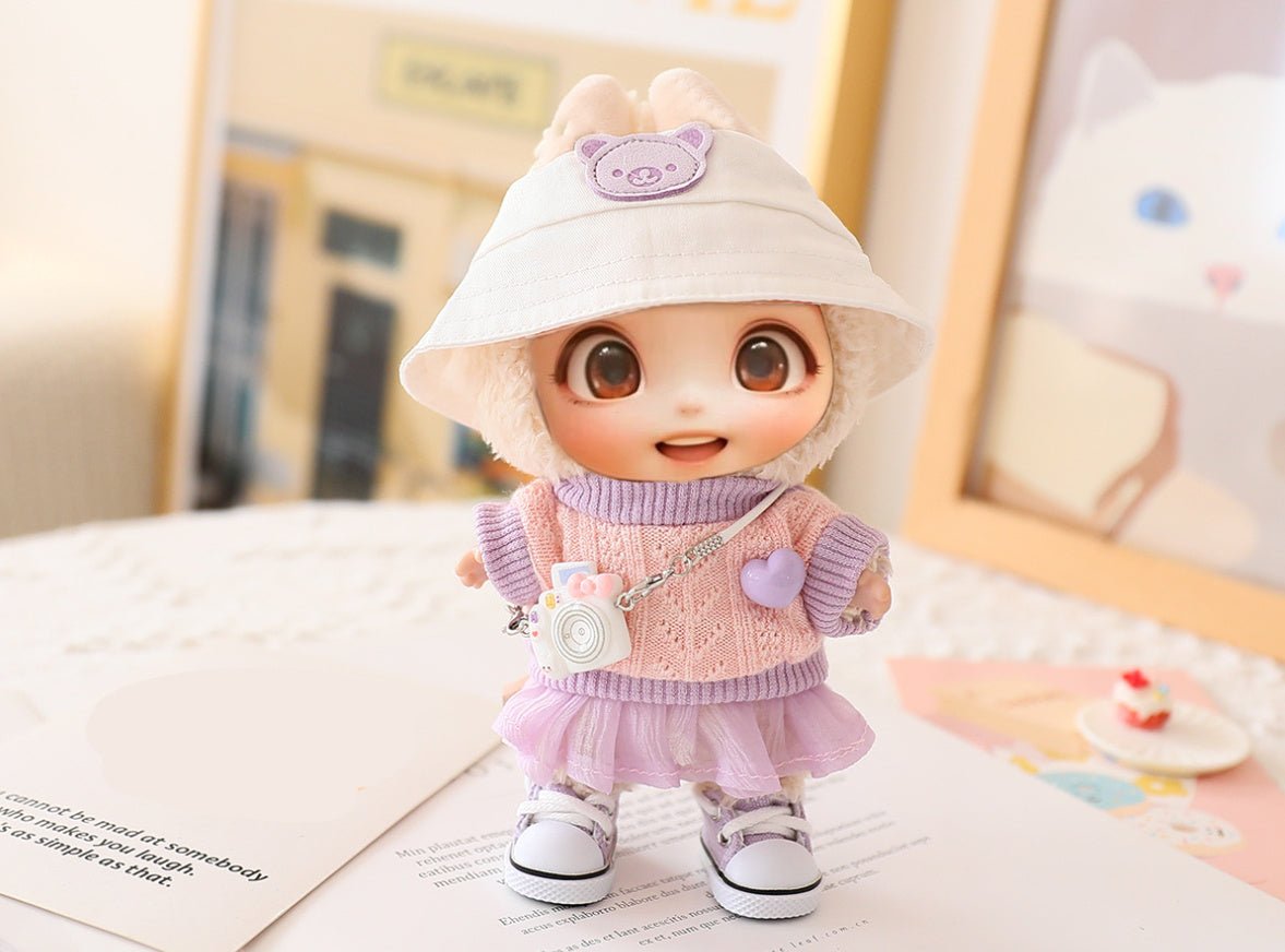 5PCS - Set Cute Hat Shoes Doll Clothes Outfit Set For LABUBU 15CM - 17CM Doll, Adorable Dress Up Accessories For Doll - Dolls Not Included - VirtualLight0