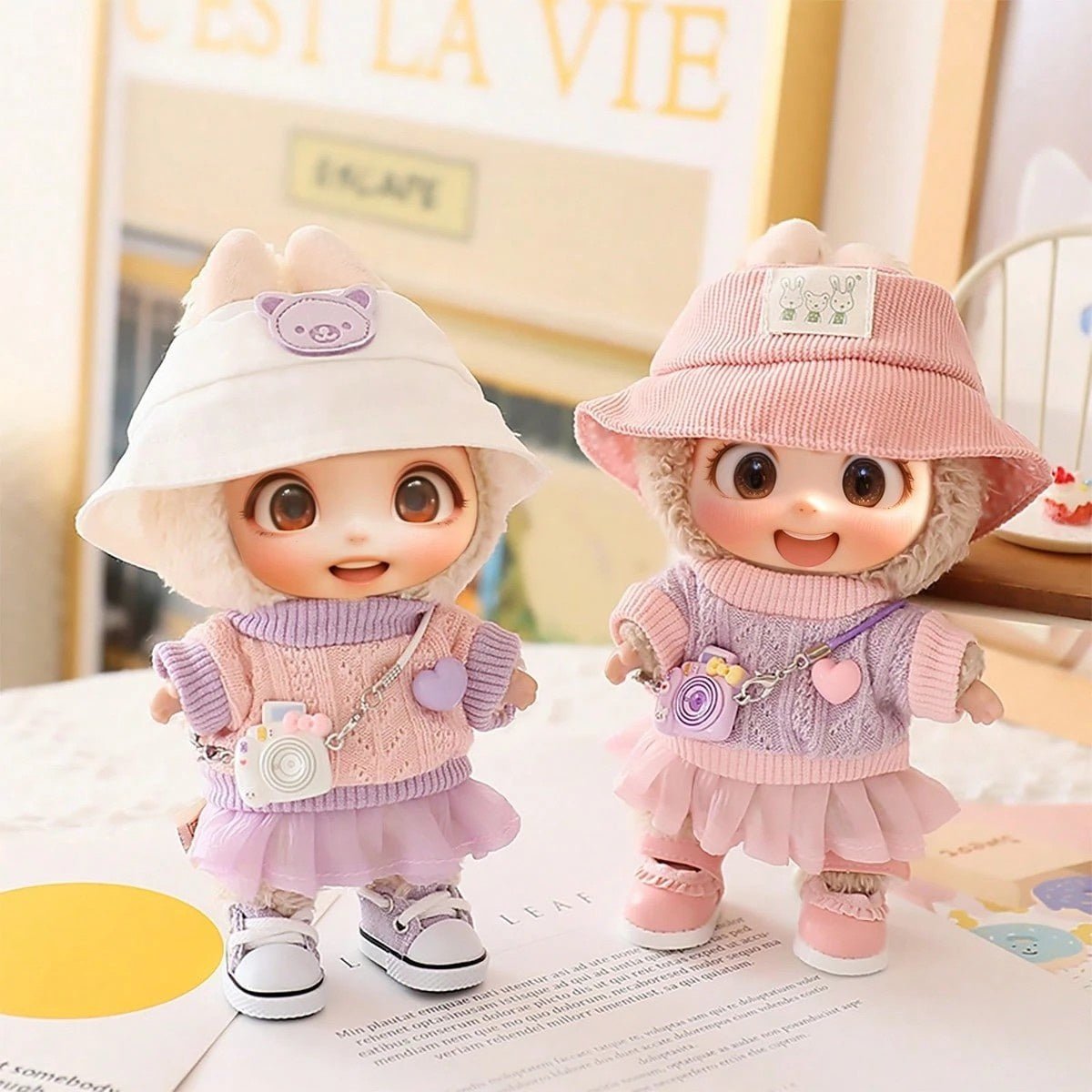 5PCS - Set Cute Hat Shoes Doll Clothes Outfit Set For LABUBU 15CM - 17CM Doll, Adorable Dress Up Accessories For Doll - Dolls Not Included - VirtualLight0