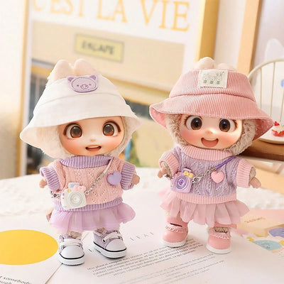 5PCS - Set Cute Hat Shoes Doll Clothes Outfit Set For LABUBU 15CM - 17CM Doll, Adorable Dress Up Accessories For Doll - Dolls Not Included - VirtualLight0