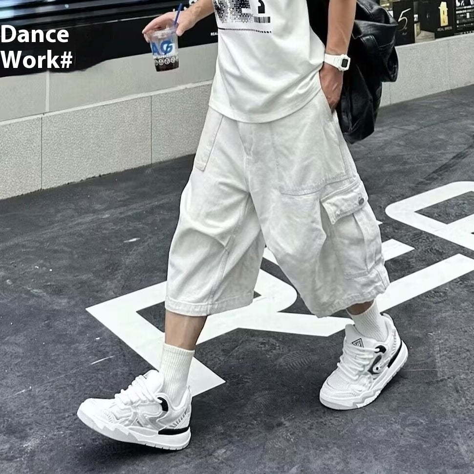 All - matching Loose Straight Cargo Cropped Pants Casual Pants Trendy - VirtualLight0