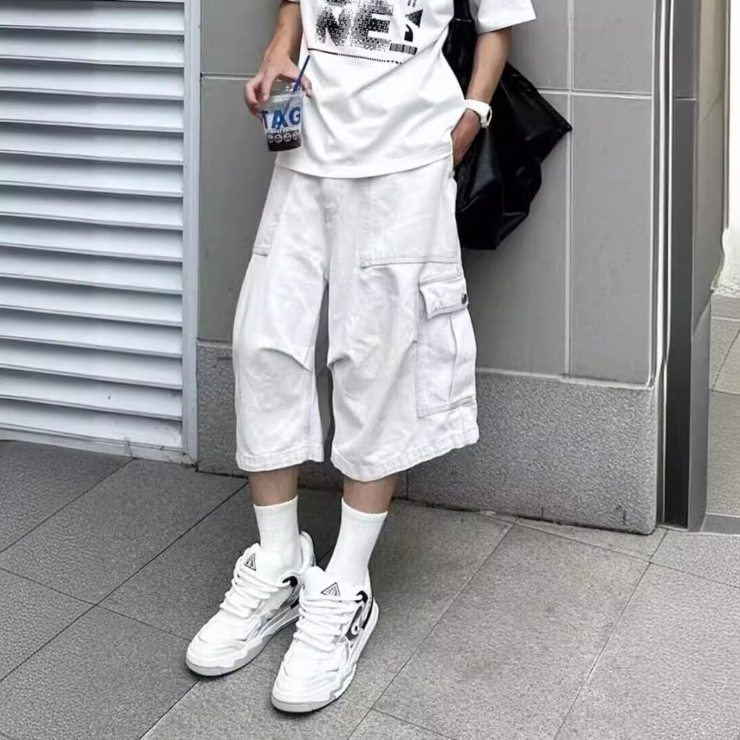 All - matching Loose Straight Cargo Cropped Pants Casual Pants Trendy - VirtualLight0