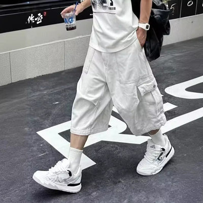 All - matching Loose Straight Cargo Cropped Pants Casual Pants Trendy - VirtualLight0