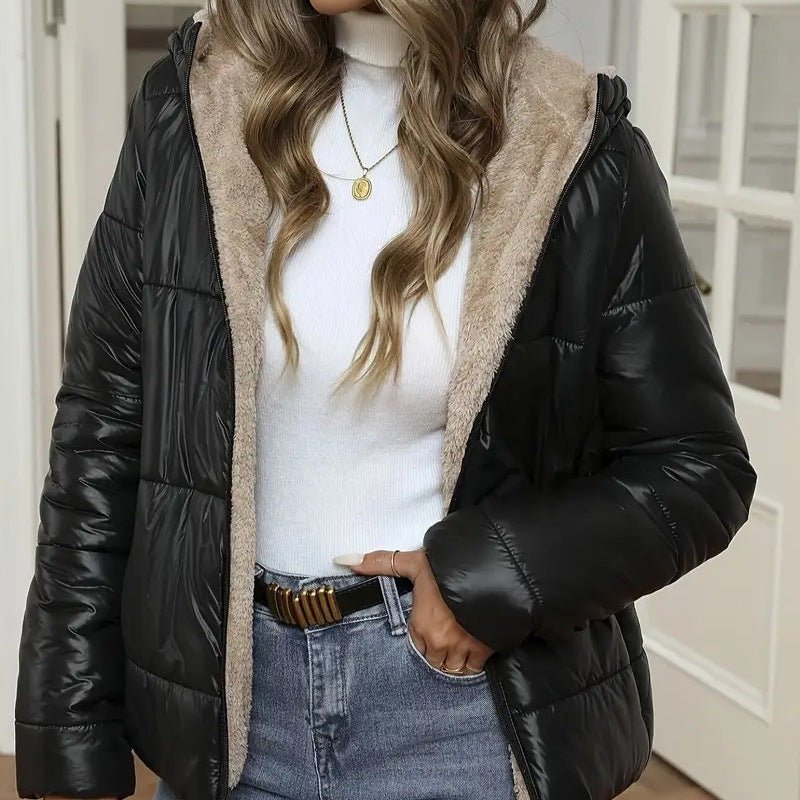 Brushed And Quilted Warm Hooded Cotton - padded Coat - VirtualLight0