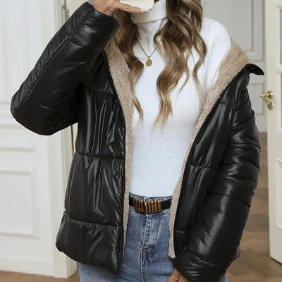 Brushed And Quilted Warm Hooded Cotton - padded Coat - VirtualLight0