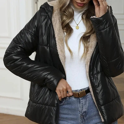 Brushed And Quilted Warm Hooded Cotton - padded Coat - VirtualLight0