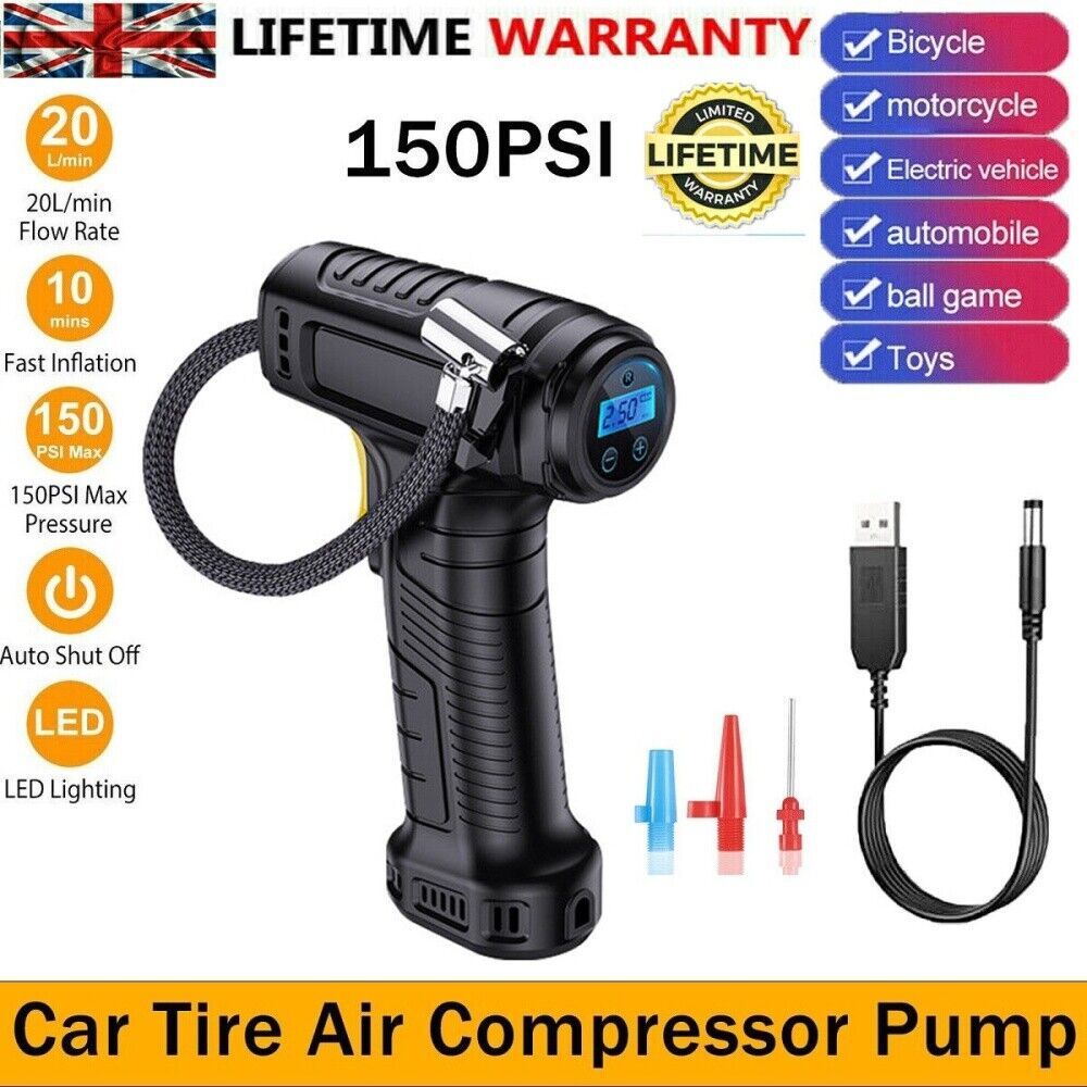 Car Tyre Inflator Cordless Digital USB Rechargeable Tire Air Compressor UK - VirtualLightBike Waterproof Phone Holder