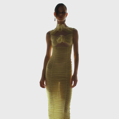 Hollow Sleeveless Dress Midi Dress Flower Decoration - VirtualLight0