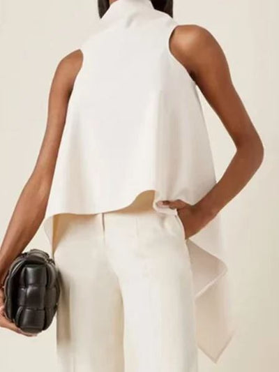 Irregular Hem Sleeveless Top Shirt For Women - VirtualLight0