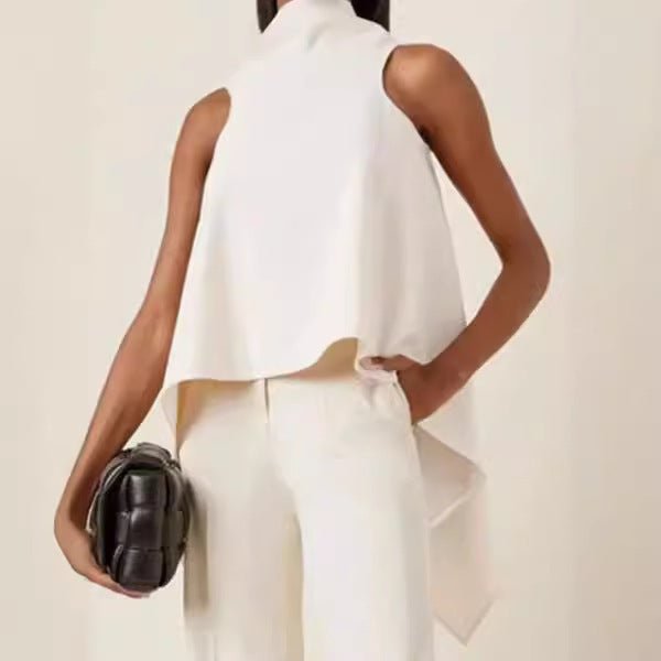 Irregular Hem Sleeveless Top Shirt For Women - VirtualLight0
