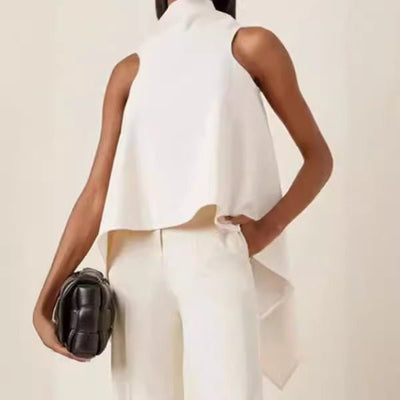 Irregular Hem Sleeveless Top Shirt For Women - VirtualLight0