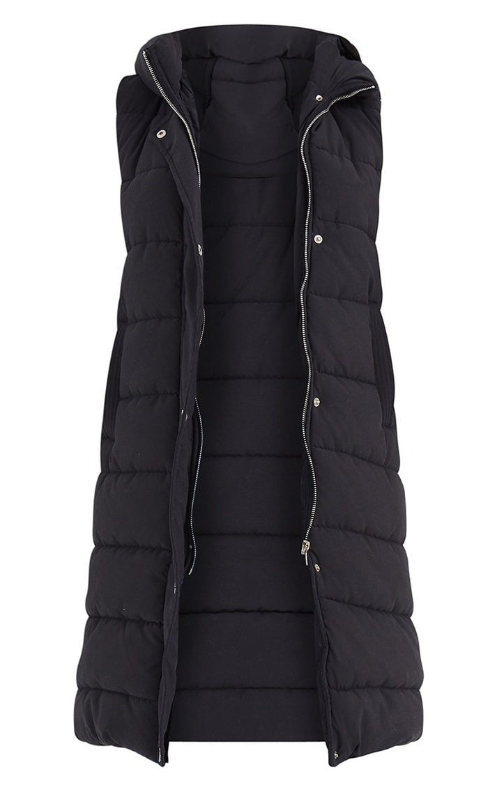 Ladies & Girls Long Hooded Puffer Warm Padded Sleeveless Gilet Bodywarmer Zipper - VirtualLightLadies & Girls Long Hooded Puffer Body W