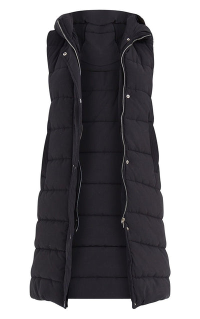 Ladies & Girls Long Hooded Puffer Warm Padded Sleeveless Gilet Bodywarmer Zipper - VirtualLightLadies & Girls Long Hooded Puffer Body W