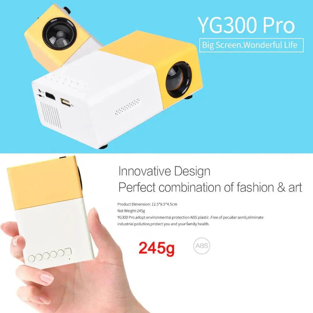 Mini Projector – 1080P Full HD Support, Portable LED Projector, 4K Video Playback, Multiple Connectivity Options - VirtualLight