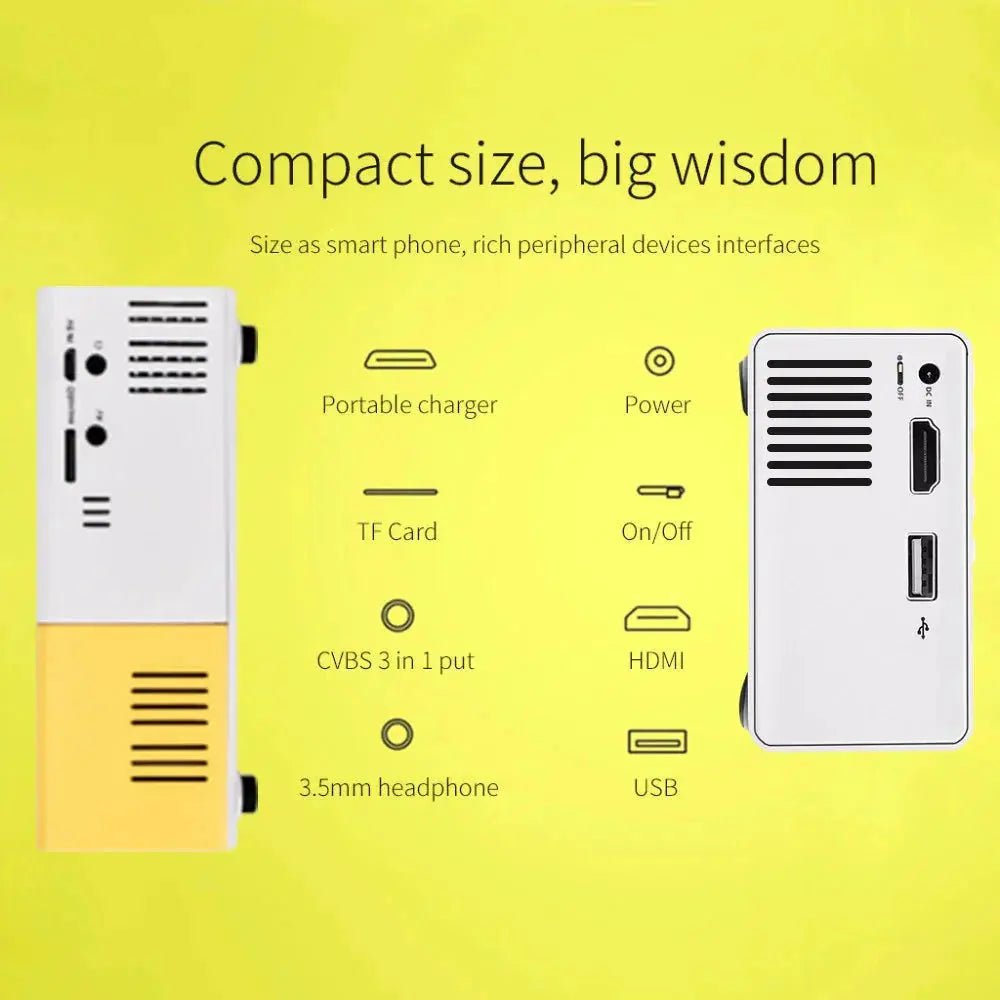 Mini Projector – 1080P Full HD Support, Portable LED Projector, 4K Video Playback, Multiple Connectivity Options - VirtualLight