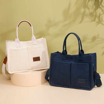 New Canvas Shoulder Bag Women Large Capacity Multi - pocket Handbags Casual Crossbody Shopper Bags For Students - VirtualLight4