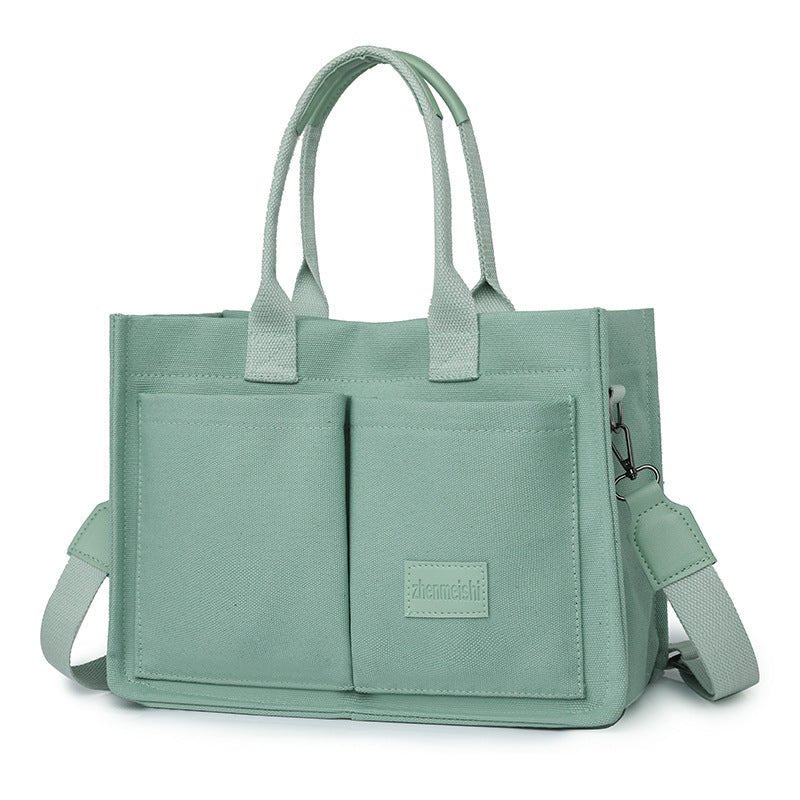New Canvas Shoulder Bag Women Large Capacity Multi - pocket Handbags Casual Crossbody Shopper Bags For Students - VirtualLight4