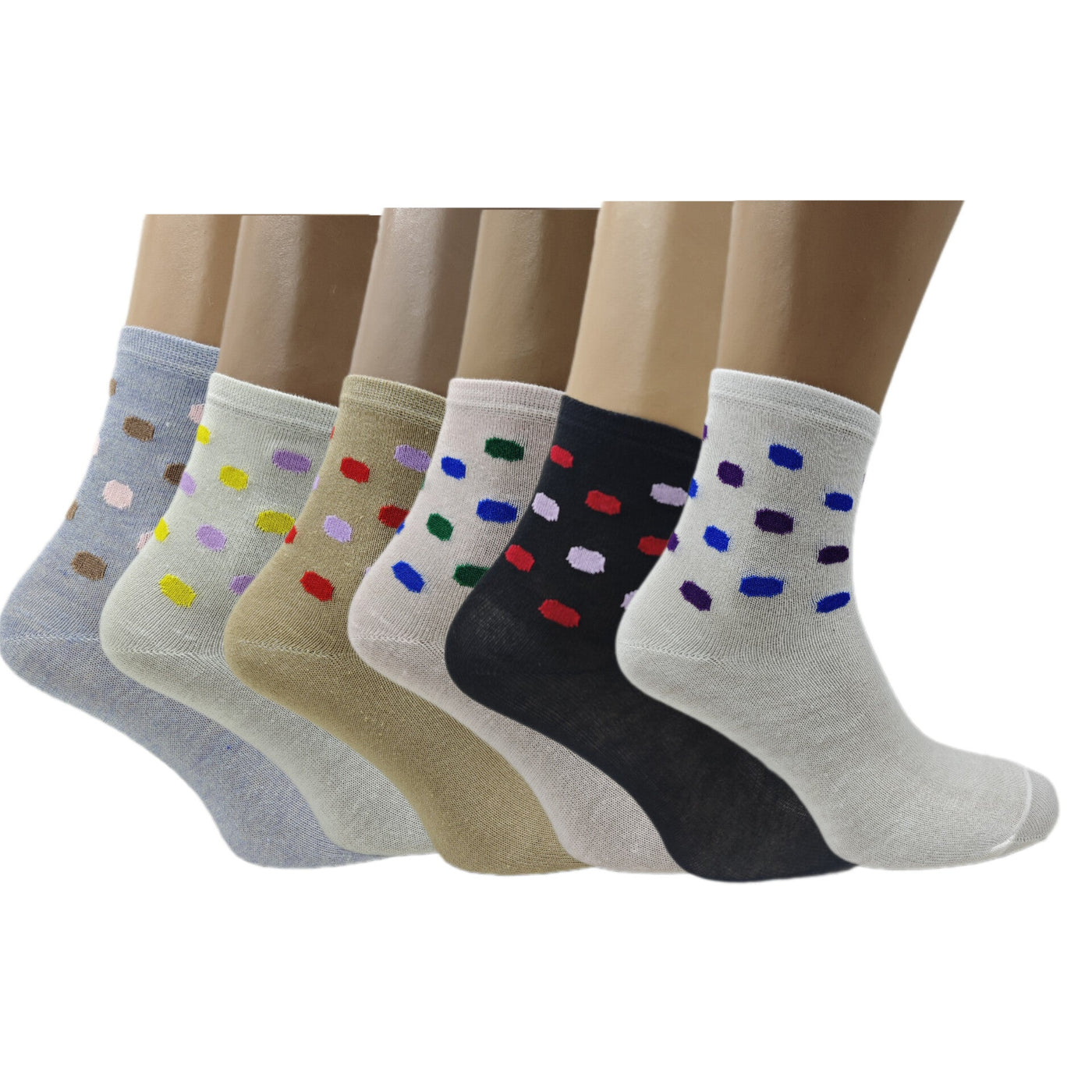 Set Of 6 12 Or 24 Pairs Womens Socks With Bubble Mix Print - VirtualLightWomens Socks With Bubble Mix Print