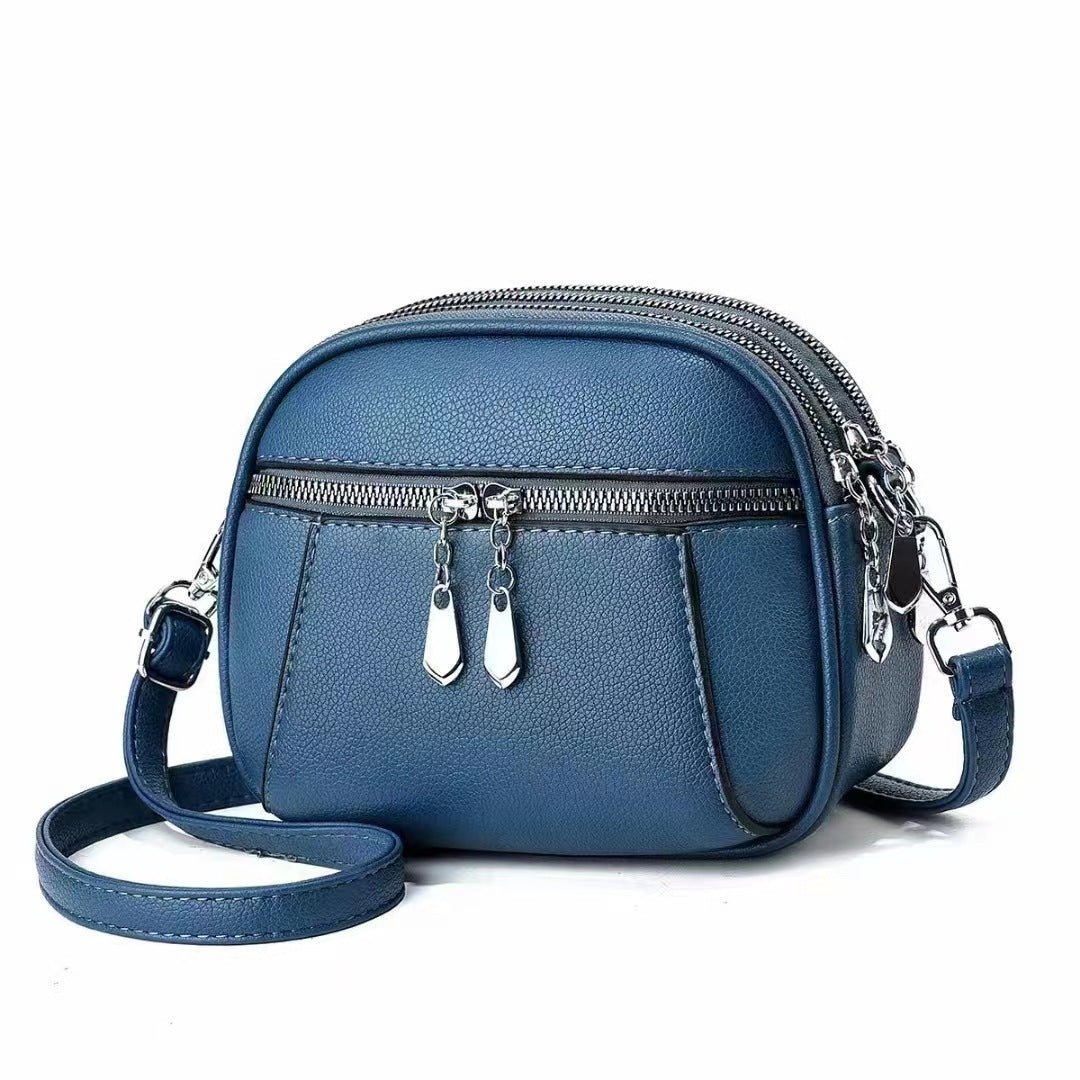 Solid Color Small Round Bag Fashion Multi - pocket Large Capacity Shoulder Crossbody Bags For Women Handbags - VirtualLight4