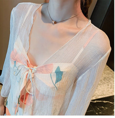 Tie - bow Floral Dress Holiday Midi Dress - VirtualLight0