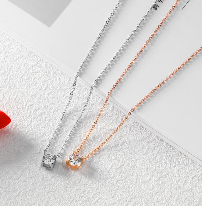 Women Chain Link Necklaces Trendy Round White Big Cubic Zirconia Charm Necklace For Women Girl Gift Jewelry - VirtualLight0