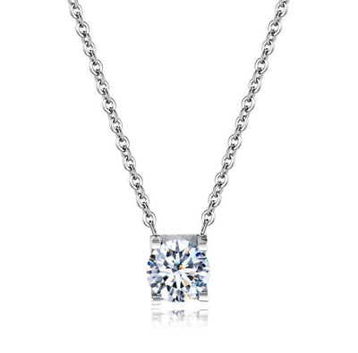 Women Chain Link Necklaces Trendy Round White Big Cubic Zirconia Charm Necklace For Women Girl Gift Jewelry - VirtualLight0