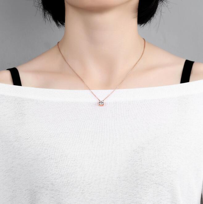 Women Chain Link Necklaces Trendy Round White Big Cubic Zirconia Charm Necklace For Women Girl Gift Jewelry - VirtualLight0