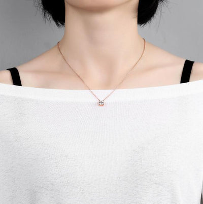 Women Chain Link Necklaces Trendy Round White Big Cubic Zirconia Charm Necklace For Women Girl Gift Jewelry - VirtualLight0