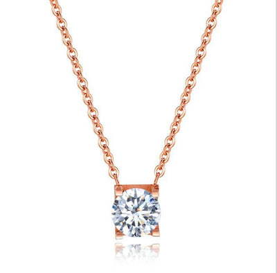 Women Chain Link Necklaces Trendy Round White Big Cubic Zirconia Charm Necklace For Women Girl Gift Jewelry - VirtualLight0